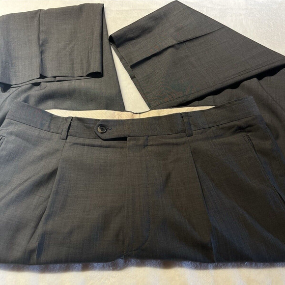 Hugo Boss 44L 38x29 Steel Gray Nailhead 2 Piece Quality Suit Set Virgin Wool - Picture 8 of 16